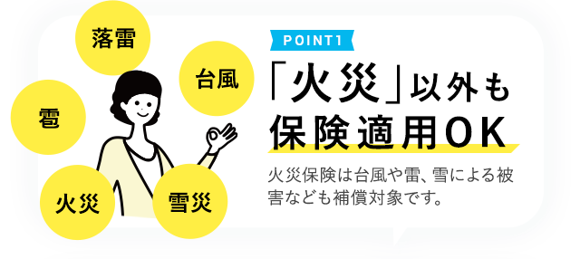 火災以外も保険適用OK
